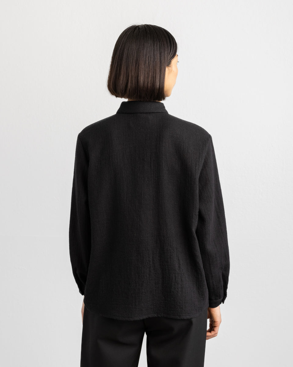 Aria Shirt Petite Wool Black