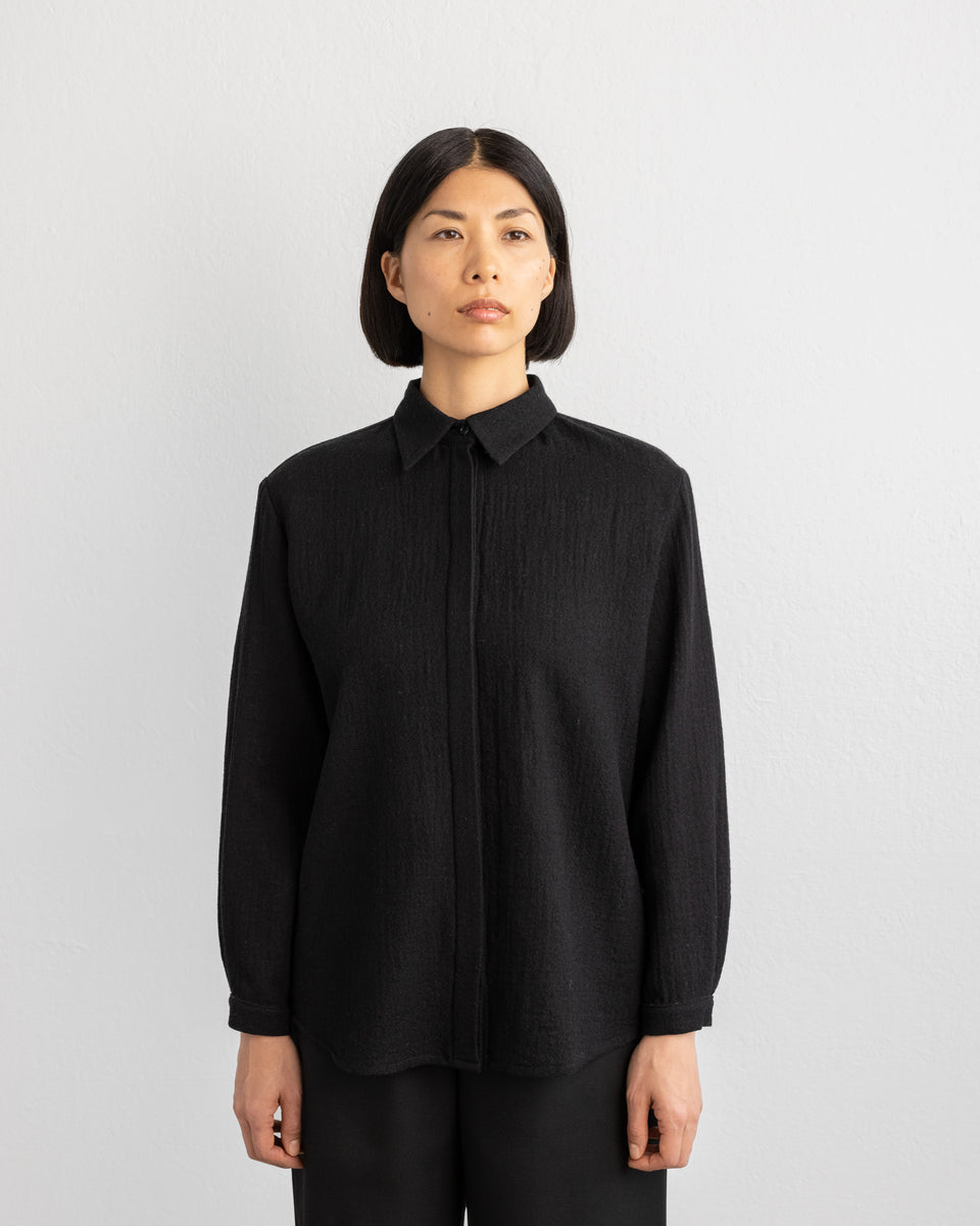 Aria Shirt Petite Wool Black