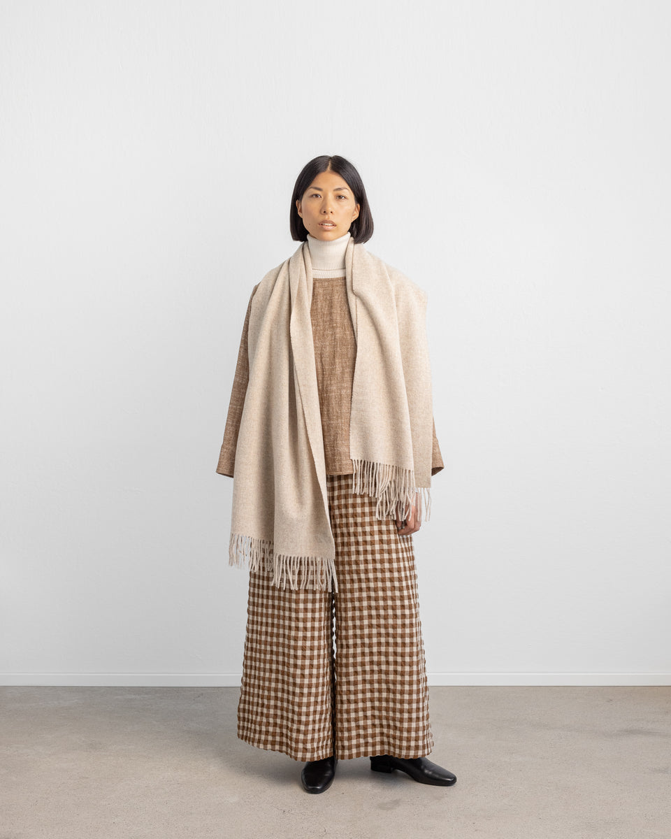 Mei Trousers Wool Square Brown/Ecru