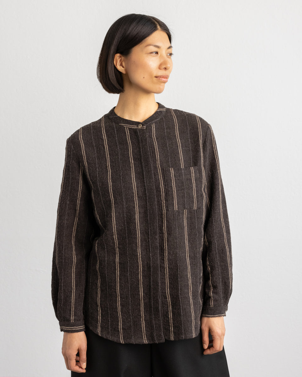 Gabi Shirt Kokoa Wool Dark Brown