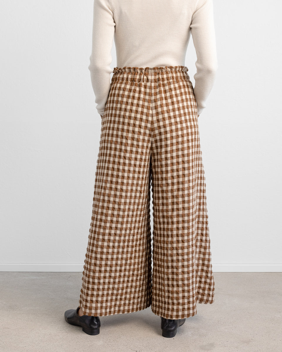 Mei Trousers Wool Square Brown/Ecru