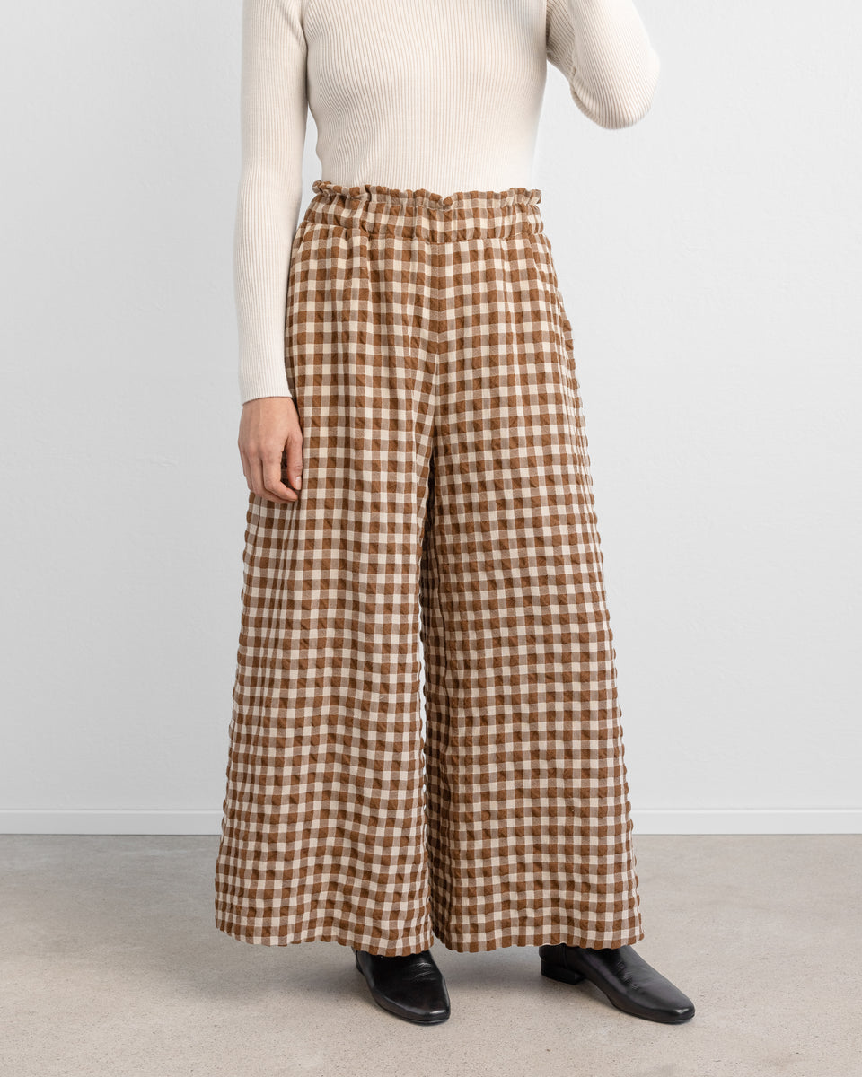 Mei Trousers Wool Square Brown/Ecru