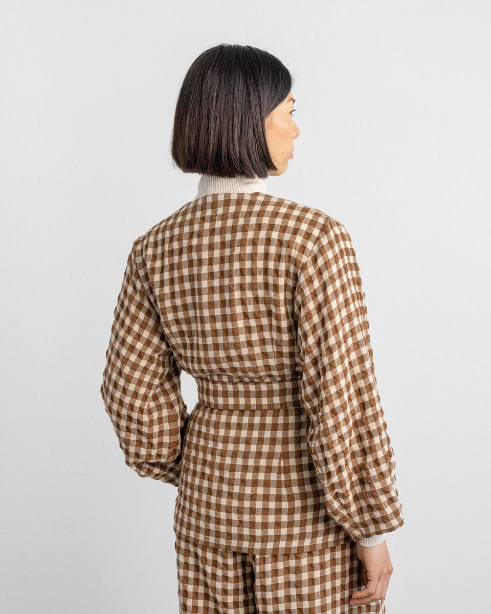 Nea Blazer Wool Square Brown/Ecru