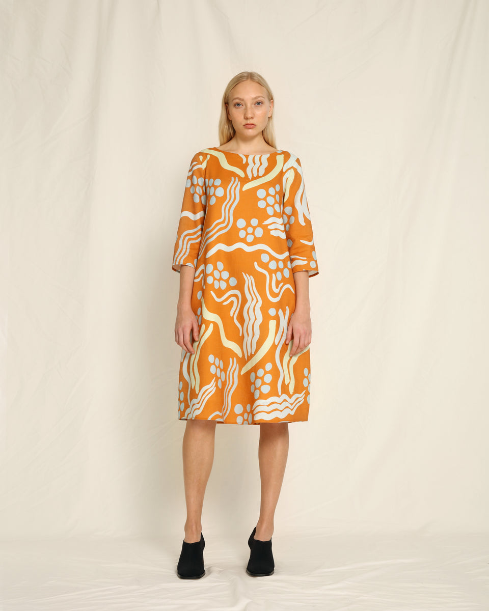 Finch Dress Pepita Terracotta