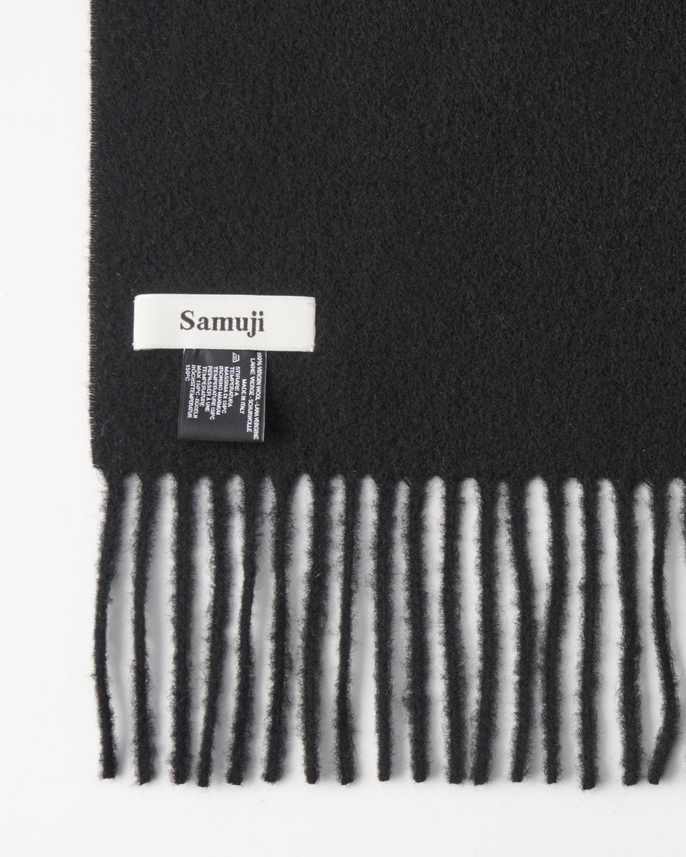Detail of Samuji Wool Scarf in Black
